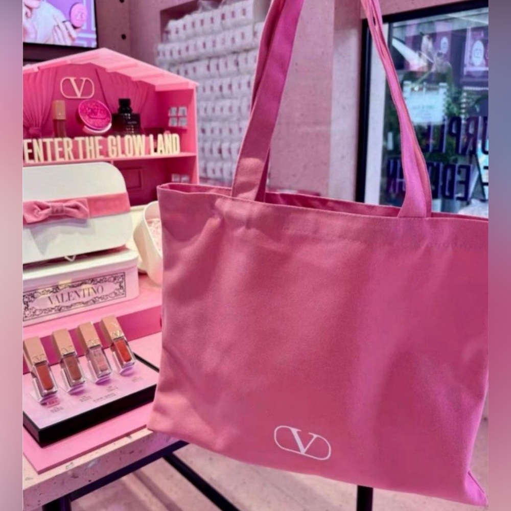 Valentino Beauty Pink Canvas Tote Bag - Picture 7 of 10